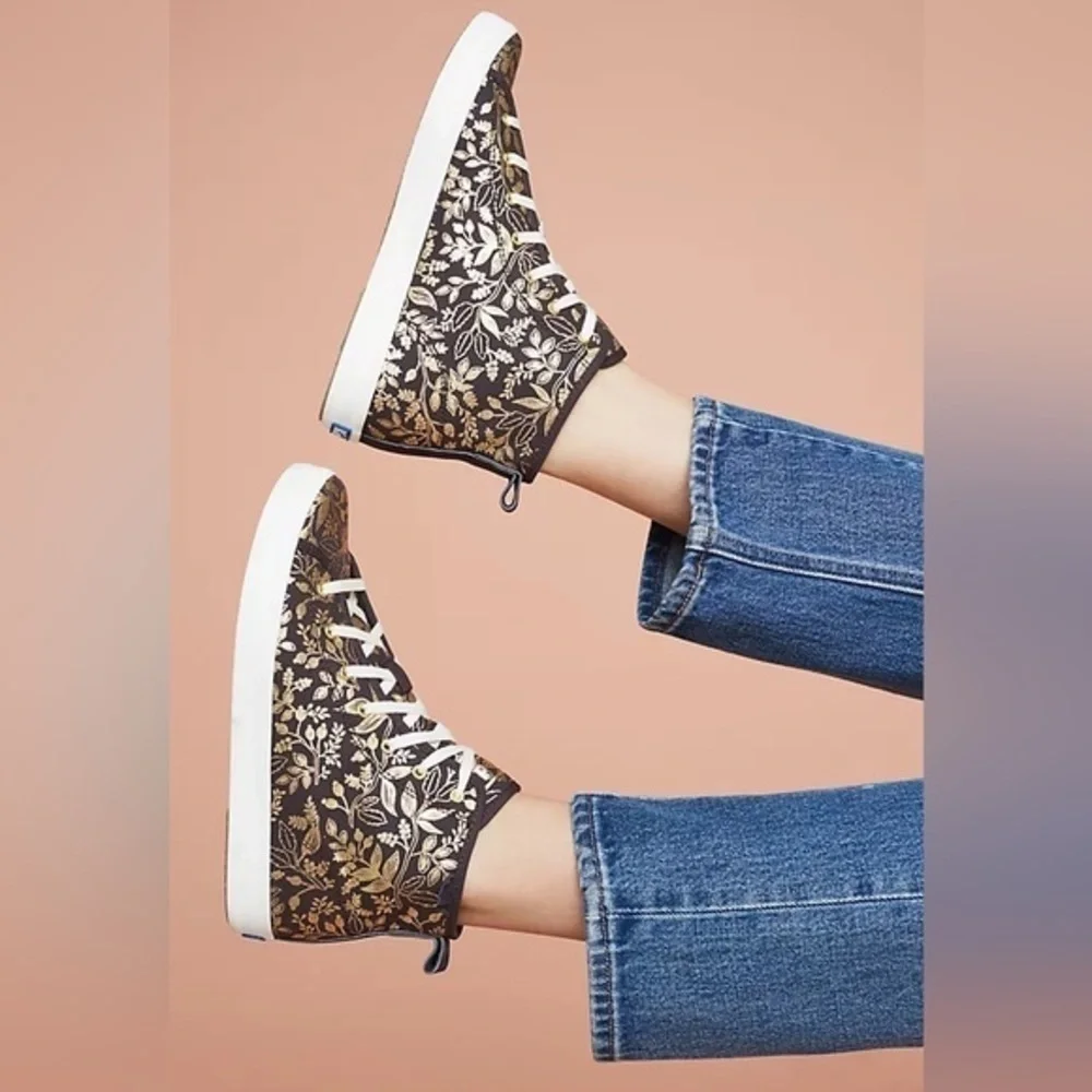 Anthropologie Rifle Paper Keds Queen Anne Floral High Top Sneakers Casual Shoes